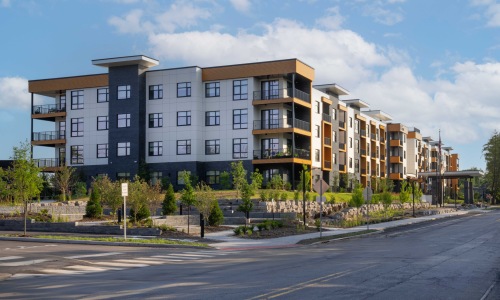 The Alice exterior with walking paths and located on Terhune Road Princeton, NJ