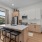 Beautiful Two Tone Flat Panel Kitchen Cabinets with Ceramic Tile Backsplash